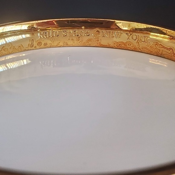 Kate Spade Spot the Spade Bangle Gold Plated Black Enamel and Crystal Accents - Picture 2 of 8